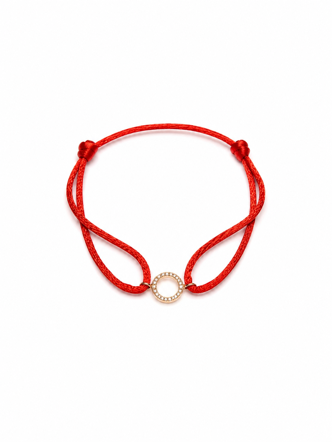 Hilo Rojo con centro de oro 10k con zirconias